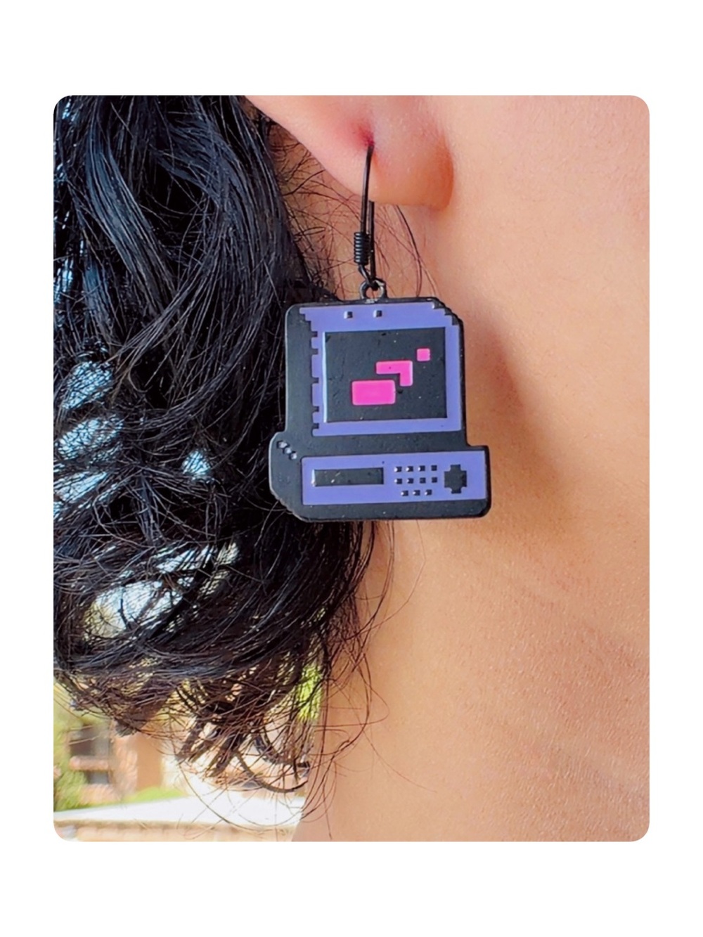 ★ Spirit NWT 2D Retro Computer Dangling Earrings - Purple/Black ★